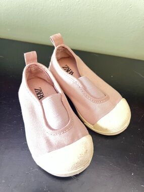 ZARA Kids Blush Pink Canvas Slip-On Sneakers